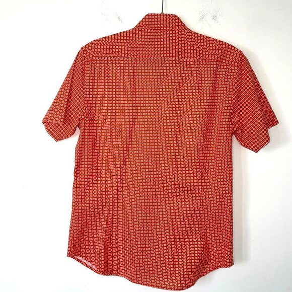 Envelop Jim Smith Button Front Shirt Mens Size Small Cotton Short Sleeve Orange - Picture 8 of 9